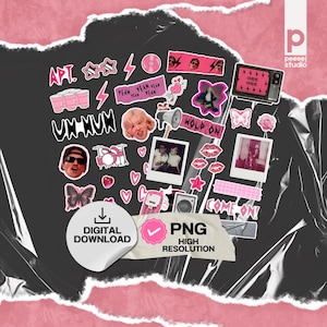 Paquete de pegatinas de Kpop inspiradas en APT Descarga digital Paquete PNG estético divertido para imprimir Mercancía Diario Scrapbooking y manualidades DIY