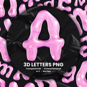 Ästhetisches Jelly 3D Alphabet PNG Buchstaben niedliche transparente Schriftart für Logos und Branding High-Res digitaler Download für Scrapbooking glänzend rosa
