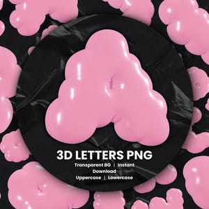 Lettere a bolle rosa 3D PNG, set di alfabeti 3D estetici, stile nuvola carino, carattere per adesivi Canva Procreate Kawaii Y2K, sfondo trasparente