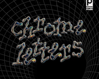 3D Chrome Letters Font PNG Digital Download Metallic Alphabet for Logos Invitations Stickers Social Media Posts Typography Designs