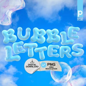 Font di lettere a bolle 3D PNG Download digitale Simpatico alfabeto per loghi Inviti Adesivi Post sui social media Design tipografici