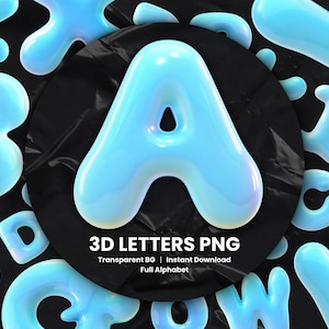 Letras PNG de alfabeto azul brillante con burbujas, fuente 3D, descarga digital, alfabeto de burbujas PNG, fondo transparente, letras de gelatina