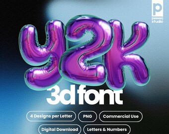 Chrome Purple 3D Balloon Letters PNG Vibrant Aesthetic Alphabet Download Y2K Vaporwave Font Clipart for Logos, Digital Designs, Social Media