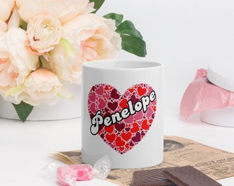 Customizable Heart Pattern Mug, Valentine's Day Gift