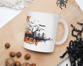 Spooky Haunted House Halloween Mug: Gothic Witchy Decor