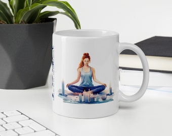 Zen Yoga Tasse: Aquarell Meditation Kunst, Wellness Geschenk