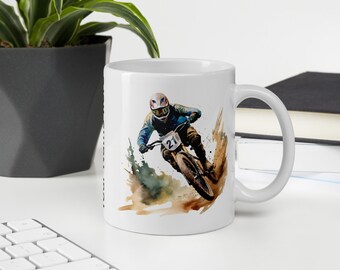 Watercolor Mountain Bike Mug: Downhill Cycling Gift