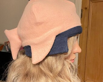Baby Pink and Blue Fleece and Jersey Fish Hat
