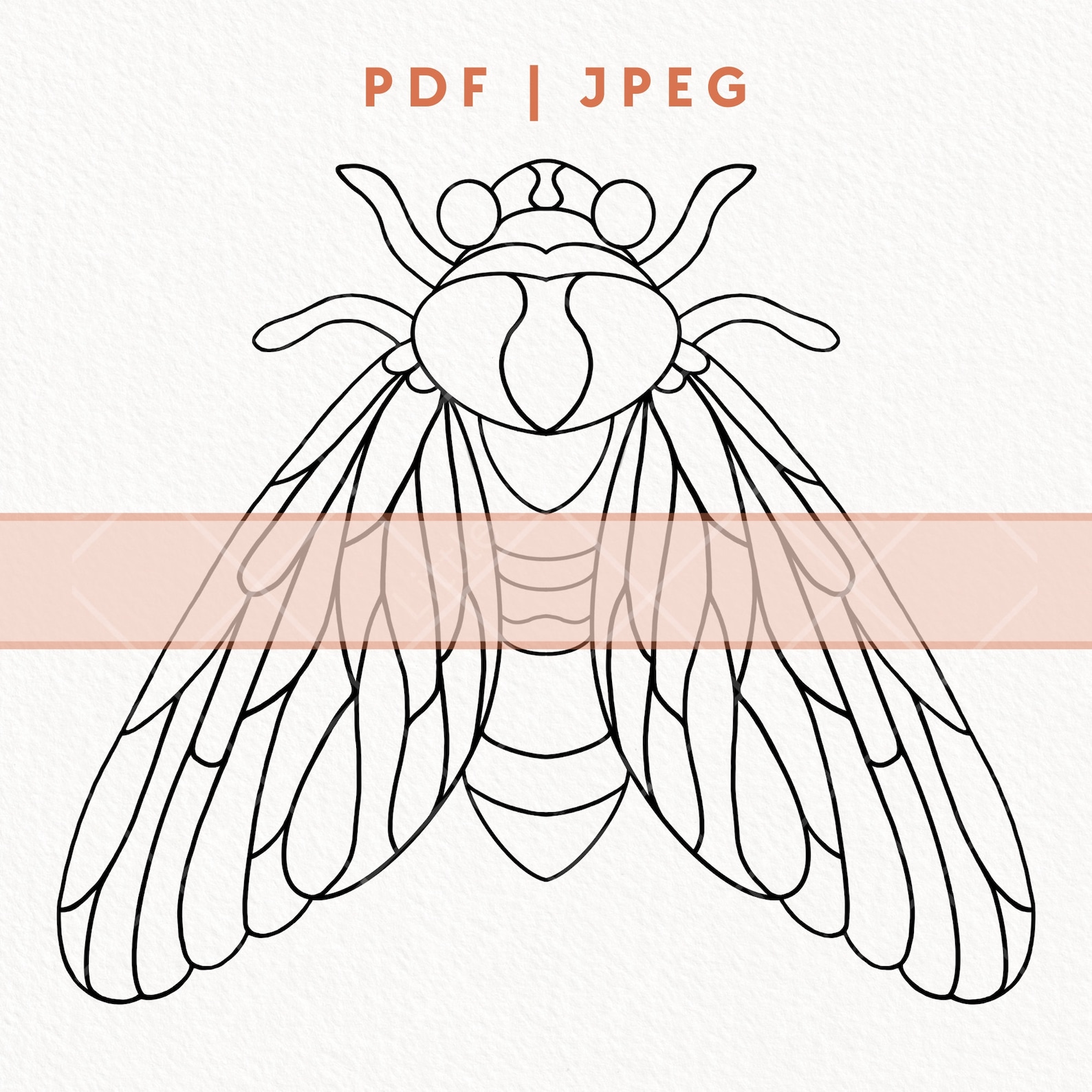 Cicada Stained Glass PDF Pattern Print, Insects Bugs Animal Ornament ...