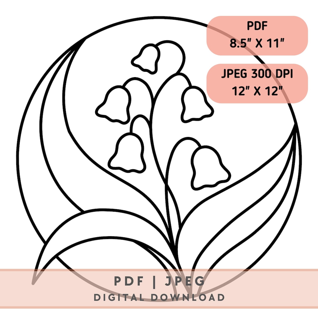 Lily of the Valley Stained Glass Pattern, DIY Crafts, PDF & JPEG ...