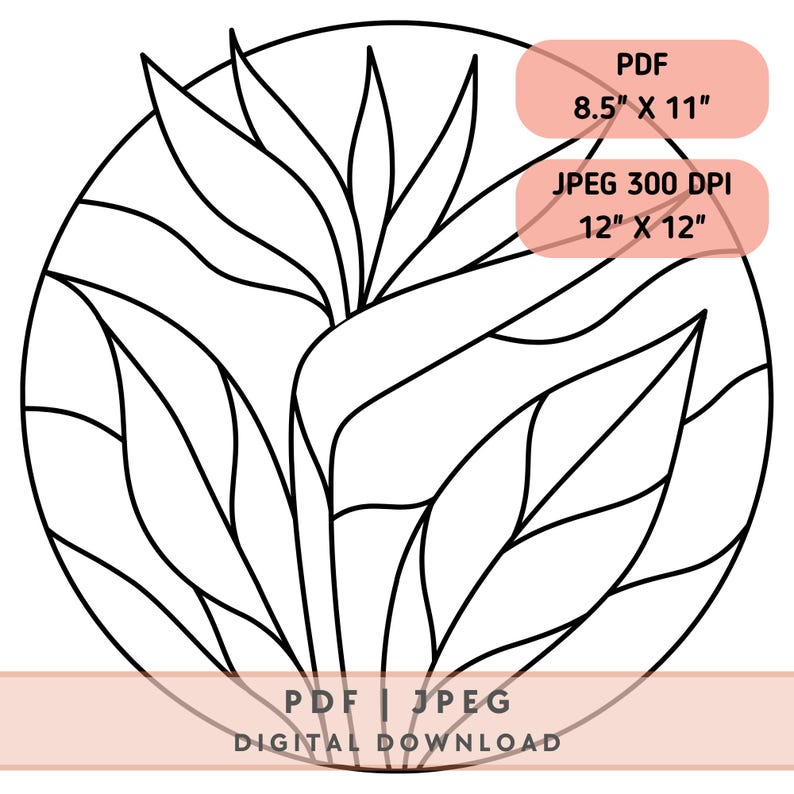 Bird of Paradise Stained Glass Pattern | PDF & JPEG | DIY Craft ...