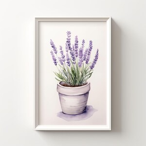 Lavender Flower Wall Art | Printable Flower Art | Bedroom Wall Decor | Botanical Wall Art | Flower Painting | Digital Download | 067