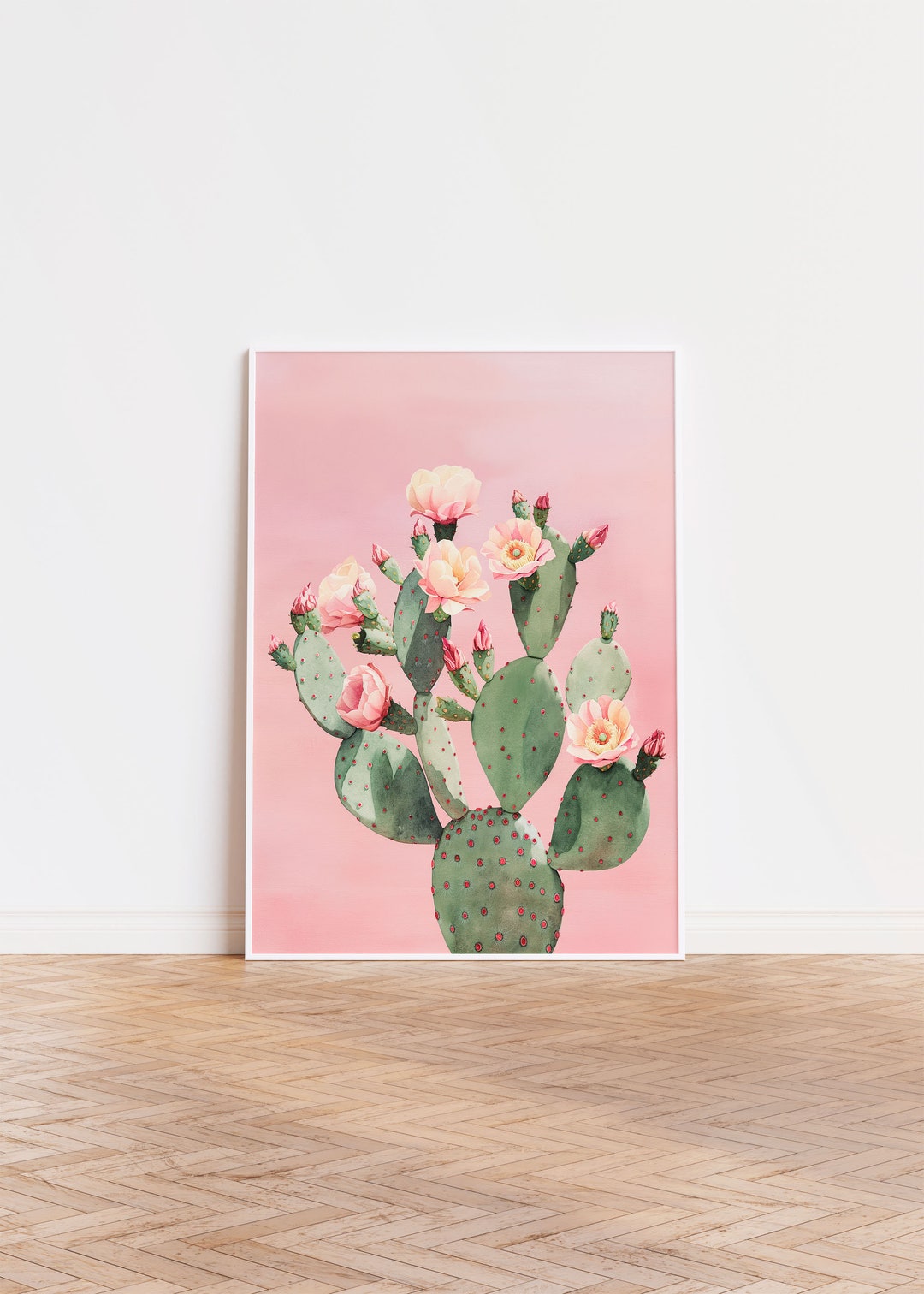 Pink Boho Cactus Print Girly Cactus Printable Botanical Desert Wall Art ...