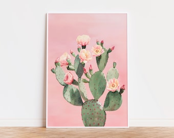 Pink Boho Cactus Print Girly Cactus Printable Botanical Desert Wall Art Trendy Cactus Wall Art Mexican Desert Art Digital Download 192