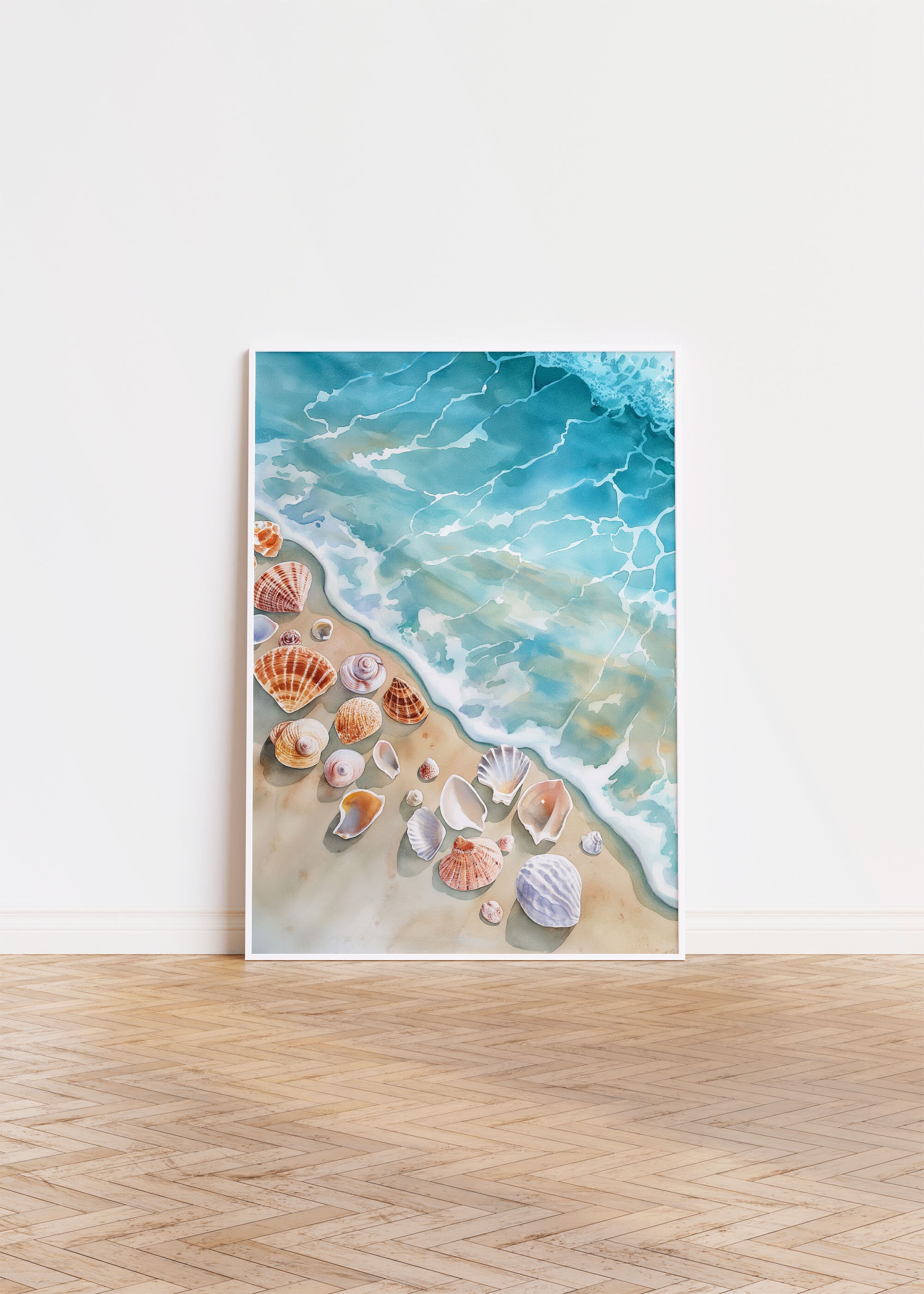 Sea Shell Wall Art Watercolor Beach Home Decor Colorful Seashell Art ...