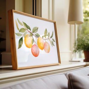 Citrus Fruit Wall Art Oranges Painting Modern Farmhouse Kitchen Wall Art Botanical Wall Decor Citrus Print Digital Download Fruit Decor 116