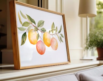 Citrus Fruit Wall Art Oranges Painting Modern Farmhouse Kitchen Wall Art Botanical Wall Decor Citrus Print Digital Download Fruit Decor 116