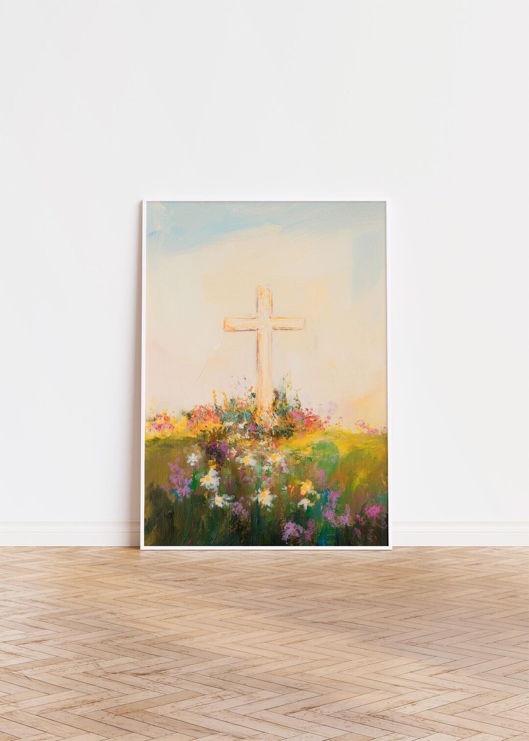 Easter Cross Wildflower Art Print: Christian Spring Decor (digital ...