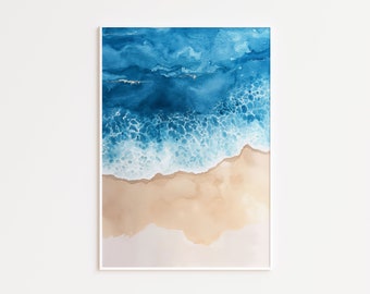 Beach Wall Art Ocean Waves Print Coastal Wall Art Beach Poster Ocean Landscape Print Printable Beach Wall Art Ocean Painting 167
