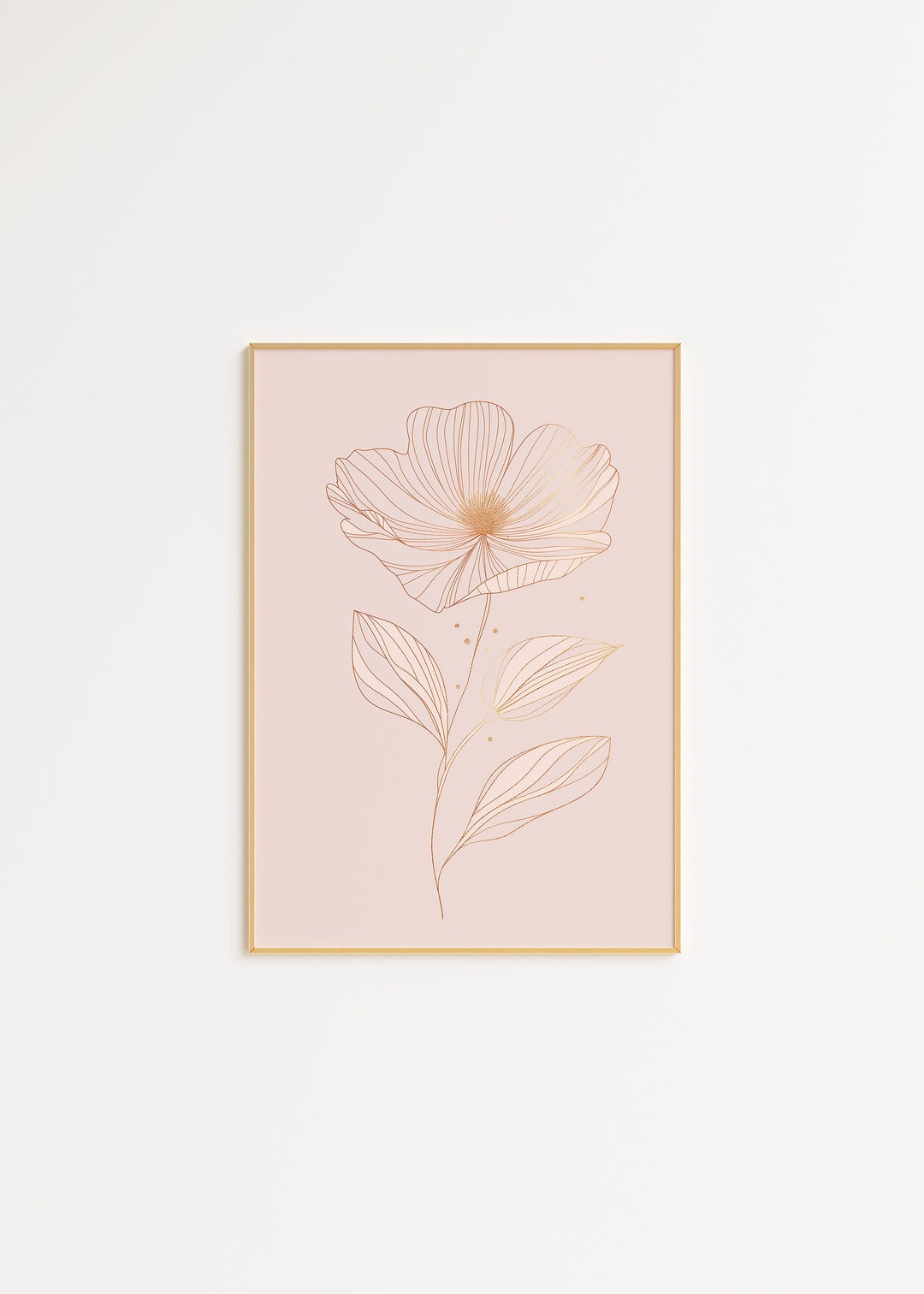 Pink and Gold Flower Wall Art, Gold Botanical Art Print, Golf Floral ...