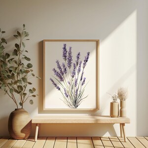 Lavender Flower Wall Art | Printable Flower Art | Bedroom Wall Decor | Botanical Wall Art | Flower Painting | Digital Download | 066