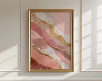Pink and Gold Wall Art Blush Pink Abstract Print Modern Digital Download Minimalist Home Office Bedroom Decor Pastel Pink  Art 227