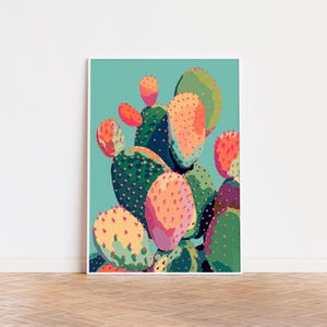 a painting of a cactus on a wall
