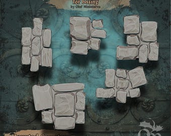 Stone Rubble - set of 5 or singles, terrain bits for basing wargaming miniatures