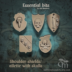 Shoulder shields/ailette with skulls - set of 5 or singles