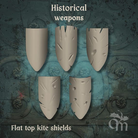 Flat top kite shields - set of 20 or singles  (32mm / 1:54 scale)