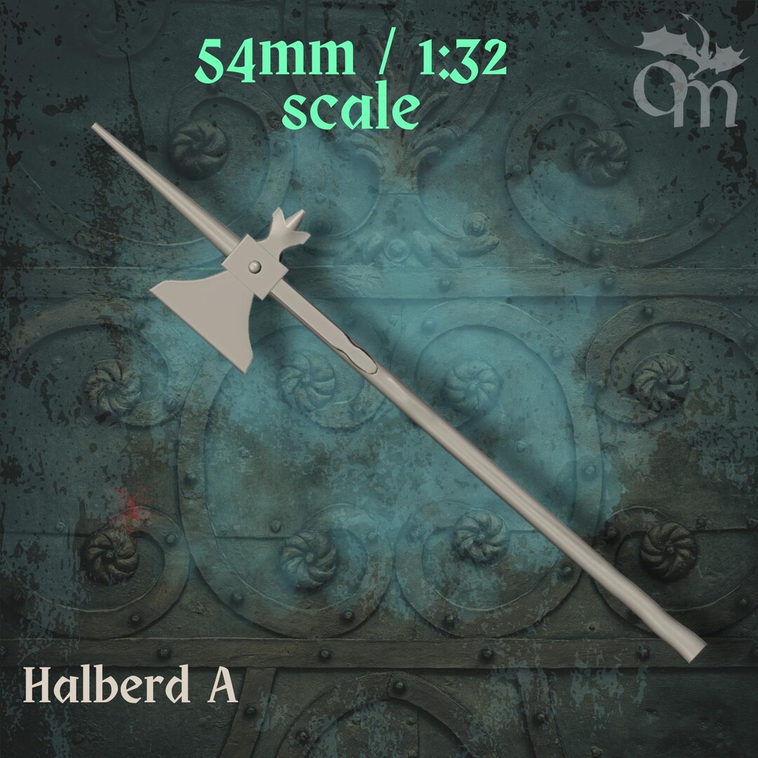 Medieval Halberd 'A' - Miniature Infantry Weapon in 54mm / 1:32 Scale ...