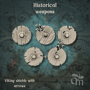 Vikingasköldar med pilar - set om 20 eller singlar (32 mm / 1:54 skala)