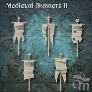 Bannières médiévales pour miniatures (échelle 32 mm / 1:54)