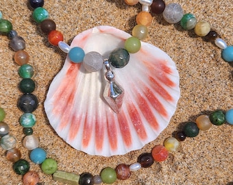 Beaded Semi-Precious Stone Choker Necklace