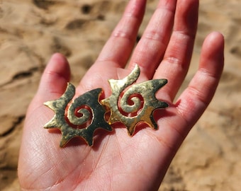 Handmade 14k Gold Vermeil Sun Swirl Stud Earrings