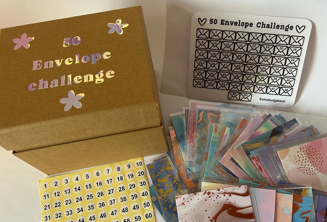 50 Envelope Pretty Savings Challenge Box - Etsy