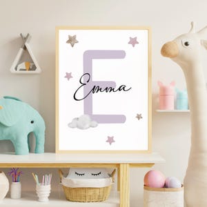 Custom Nursery Wall Art Set – Personalized Name & Color | Moon and Stars Printables for Baby Girl Room, Kids Decor n Gifts , Custom Decor