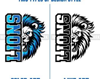 Lions SVG, Lions Svg Cutfile, Lions Svg Cricut, Lions Mascot Lions PNG, Lions Vector, Lions Svg Color, Lions Svg Line Art, Lions T Shirt