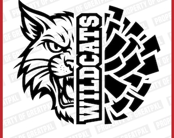 Wildcats SVG PNG, Wildcats Cricut Cutfile, Wildcats Silhouette, Wildcats Pompom, Cheers, Wildcats School Mascot, Wildcats Logo, T-Shirt, Eps