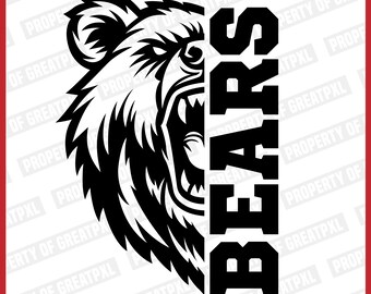Bears SVG, Bears PNG, Bears Svg Cricut, Bears School Mascot, Bears Cutfile, Bears Head, Bears Sillhoutte, T Shirt, Sublimation, Gift, Love