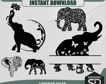 Elephant SVG PNG Dxf Cricut & Silhouette File, Svg Bundle, Sticker, Cricut Svg Instant Download