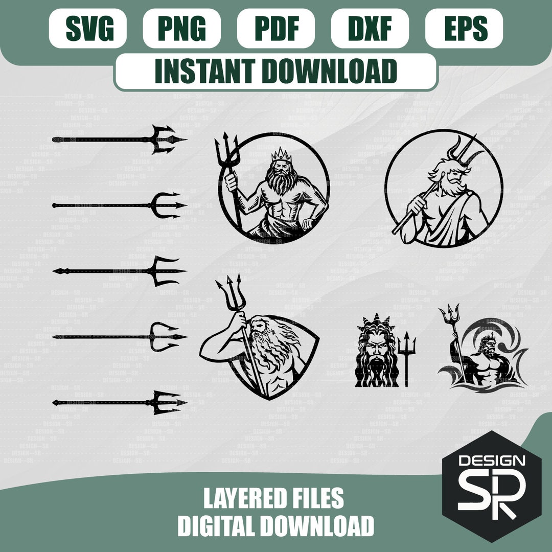 Poseidon Sticker Poseidon SVG PNG Dxf Cricut & Silhouette File, Svg Bundle, Sticker ...