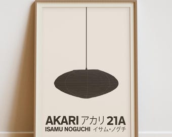 Akari 21A Lamp Print: Isamu Noguchi Light Sculpture, Modern Japan Design