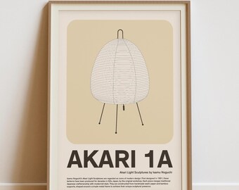 Akari 1A Lamp Print: Isamu Noguchi Light Sculpture, Modern Japan Design
