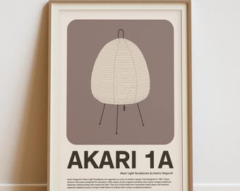 Akari 1A Lamp Print - Isamu Noguchi Light Sculpture Art (Digital Download)
