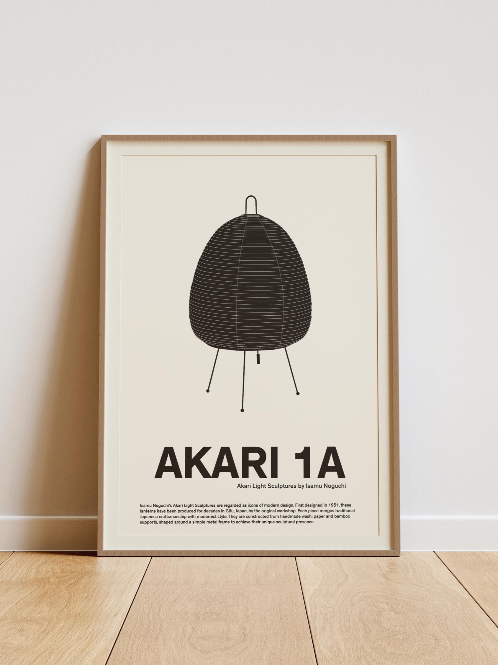 Akari 1A Lamp Print: Isamu Noguchi Light Sculpture, Modern Design 