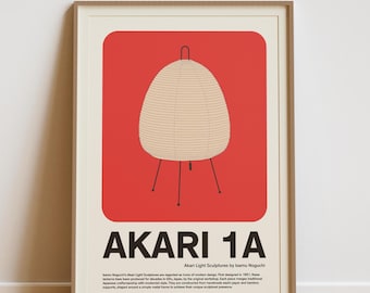 Akari 1A Lamp Print: Isamu Noguchi Light Sculpture, Modern Japan Design