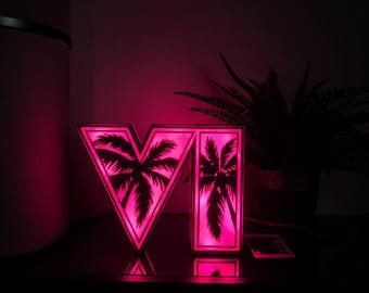 GTA 6 VI Vice City LED-lamp met palmbomen - Decoratieve neonlamp voor gamers