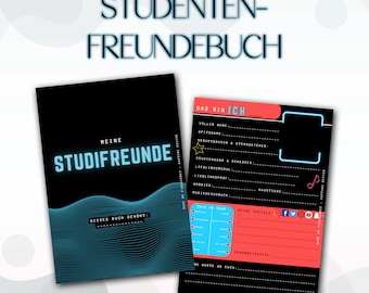 digitales Studentenfreundebuch im Neon-Sytle, Freundebuch für Erwachsene, Studienratgeber, Andenken, Jahrbuch, Studium, Abschlussbuch