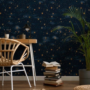 Carta da parati adesiva e staccabile Starry Night, carta da parati spaziale per la cameretta dei bambini, carta da parati adesiva e staccabile, carta da parati spaziale autoadesiva e rimovibile
